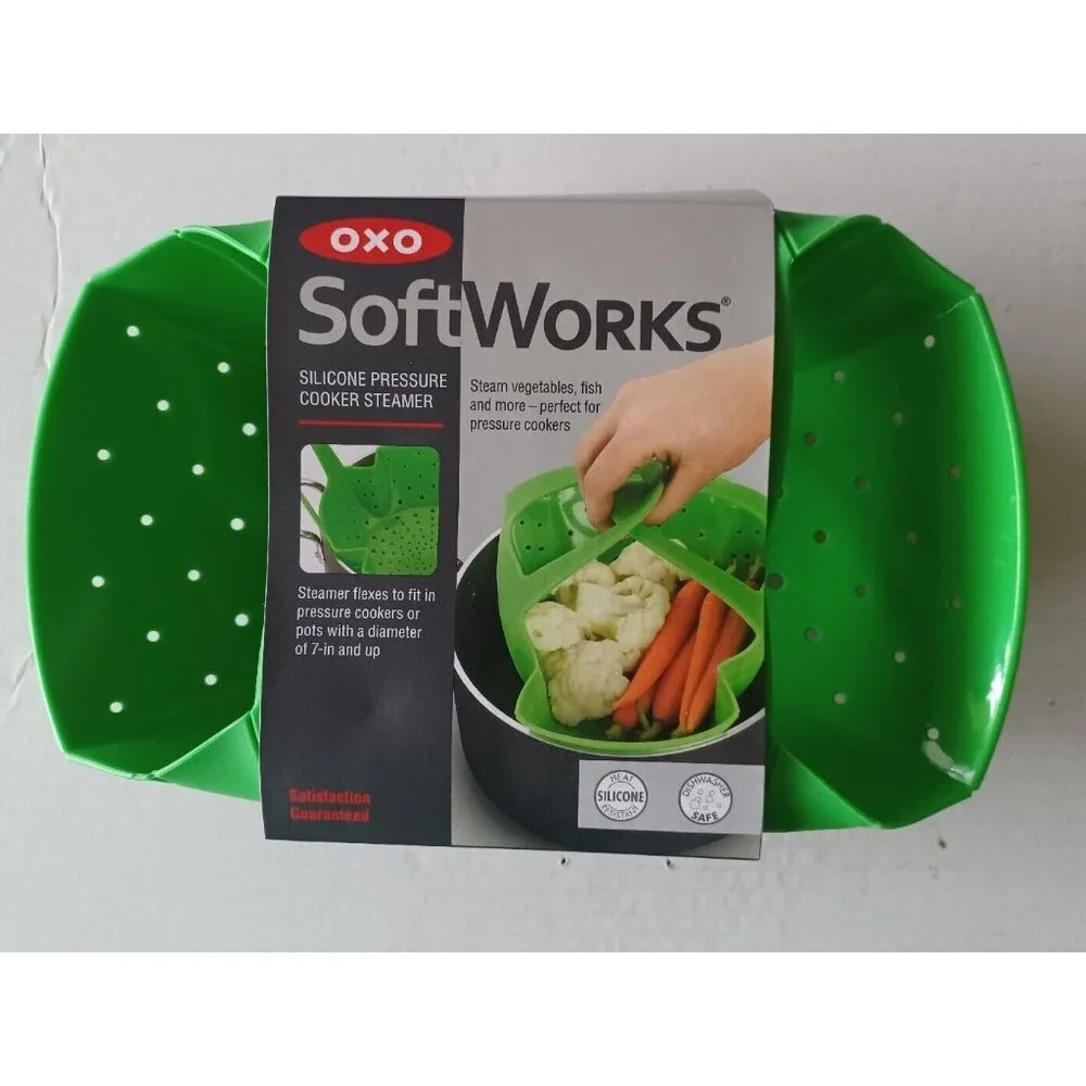 NWT Green OXO Softworks Silicone Pressure Cooker Steamer Basket